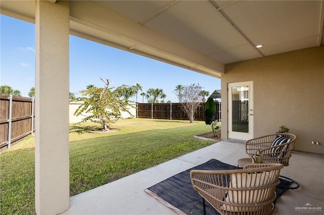 view of patio featuring a fenced backyard