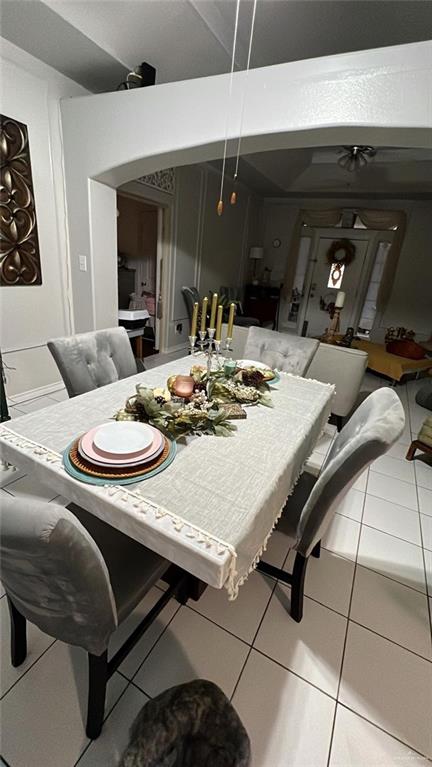 view of tiled dining space