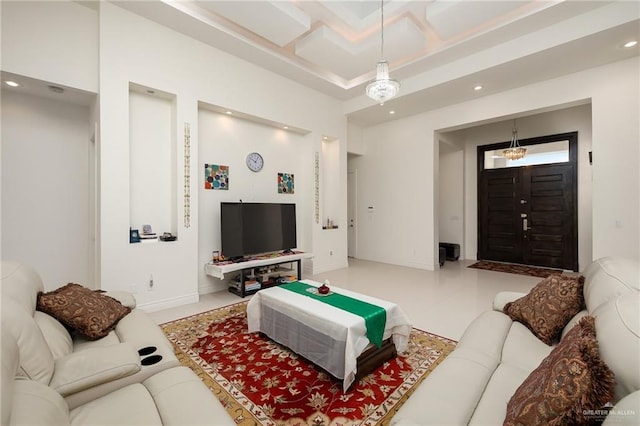2408 Holland Ave, Edinburg, TX 78539 - living room with recessed lighting and coffered ceiling