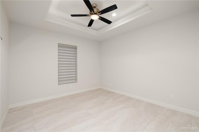 4552 Estancia Pkwy, Mcallen, TX 78504 - unfurnished room with a raised ceiling, ornamental molding, ceiling fan, and recessed lighting