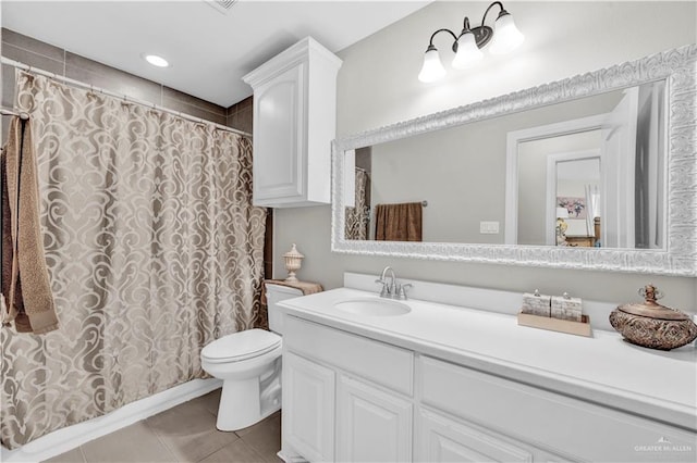 4816 Ensenada Ave, Mcallen, TX 78504 - bathroom featuring vanity, tile patterned floors, and a shower with shower curtain