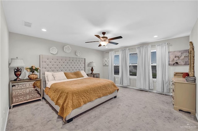 4816 Ensenada Ave, Mcallen, TX 78504 - bedroom with recessed lighting, light carpet, and ceiling fan