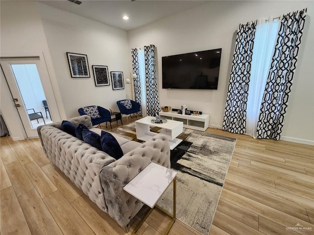 living room featuring light hardwood / wood-style flooring