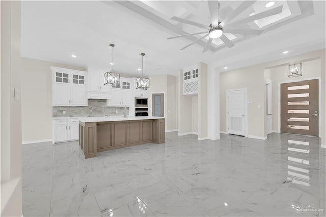 3007 S Livingston St, Edinburg, TX 78542 - kitchen featuring a chandelier, recessed lighting, appliances with stainless steel finishes, backsplash, and light countertops