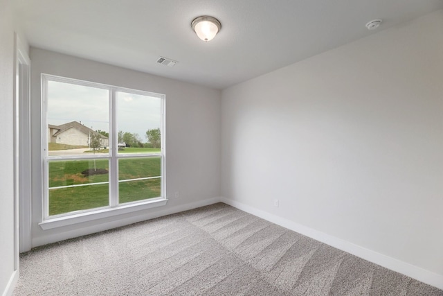 spare room featuring light carpet