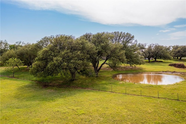 view of yard with a water view