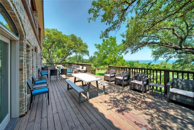 deck with an outdoor living space