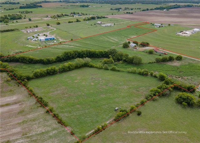 drone / aerial view with a rural view