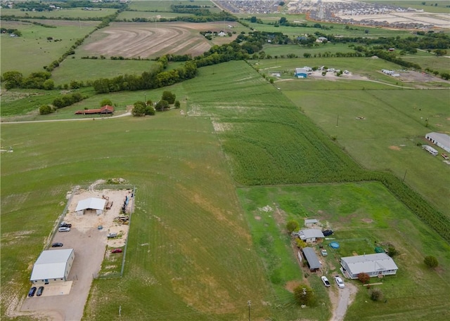 birds eye view of property featuring a rural view