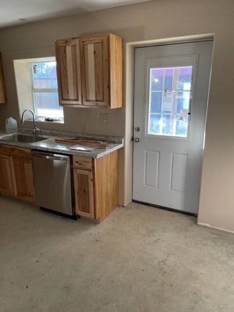 kitchen with a wealth of natural light, stainless steel dishwasher, and sink