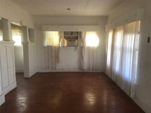 unfurnished room featuring dark wood-type flooring