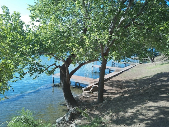 water view featuring a dock