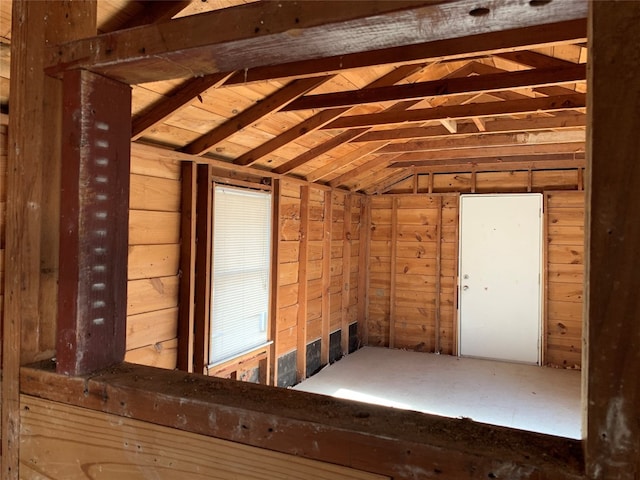 view of unfinished attic