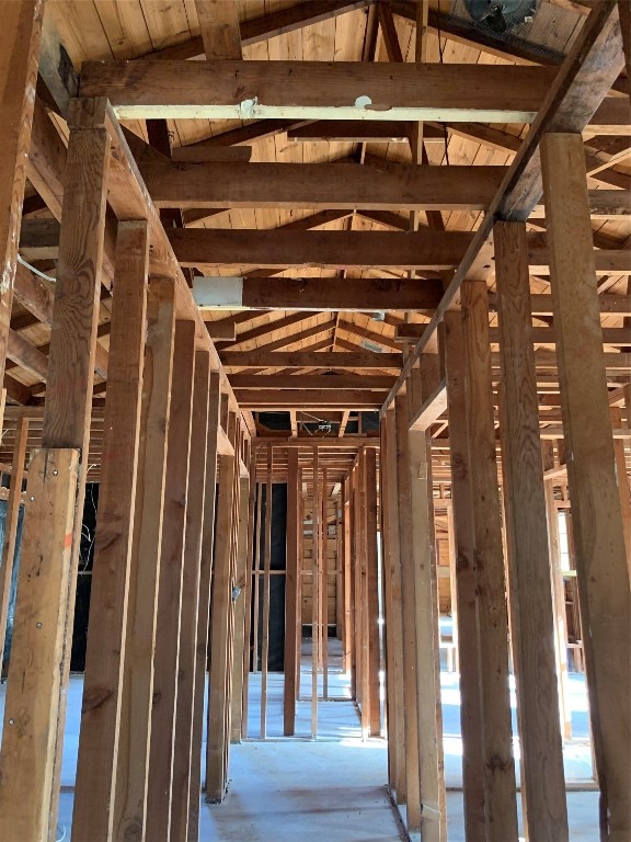 miscellaneous room featuring lofted ceiling