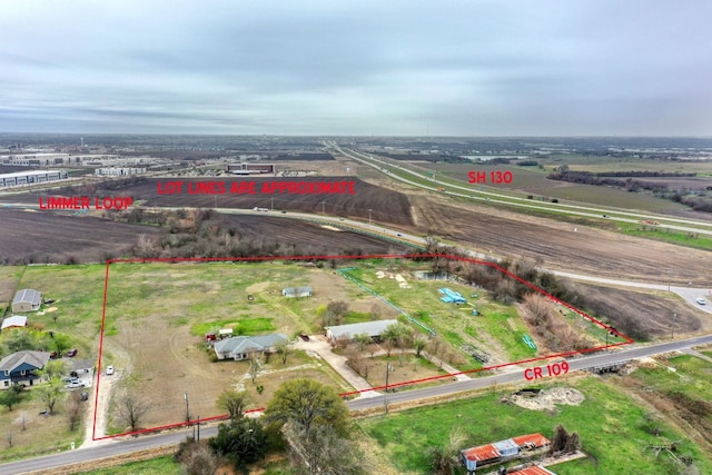 bird's eye view with a rural view