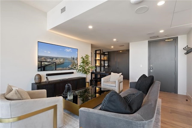 living room featuring light hardwood / wood-style flooring