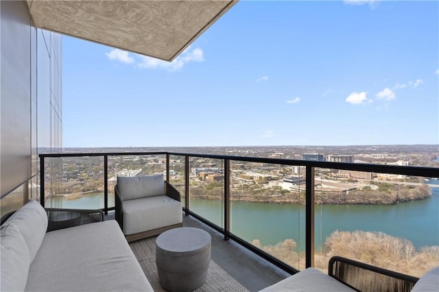 balcony with a water view