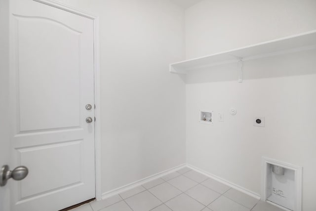 washroom featuring hookup for a washing machine, gas dryer hookup, electric dryer hookup, and light tile patterned floors