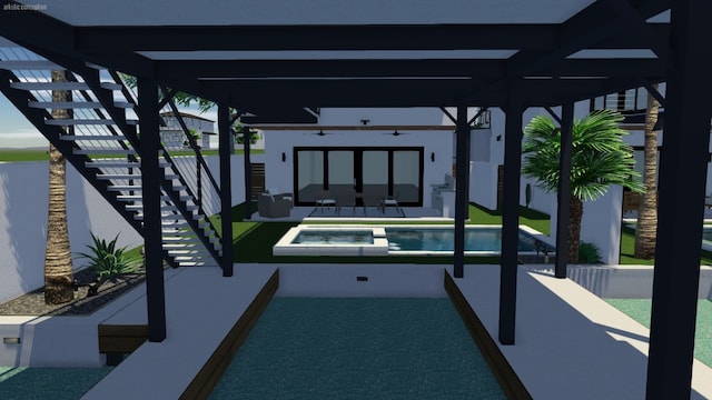 view of pool with an in ground hot tub and a patio area