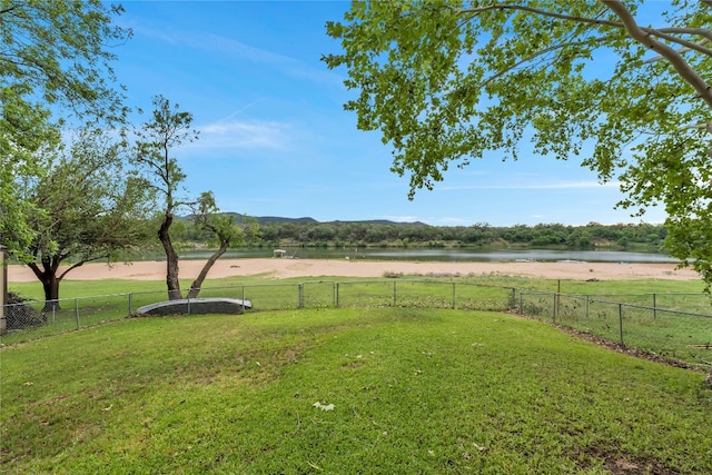 view of yard with a water view