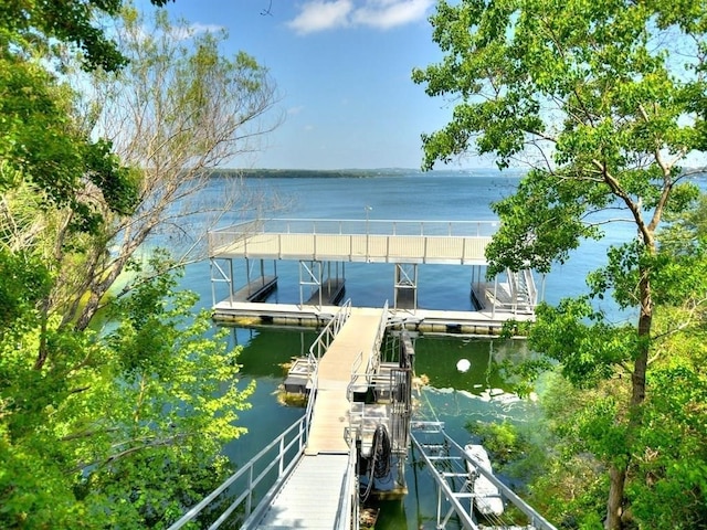 view of dock featuring a water view