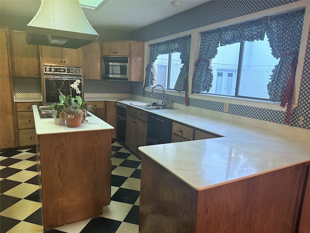 kitchen featuring stainless steel microwave, sink, dishwasher, and a healthy amount of sunlight