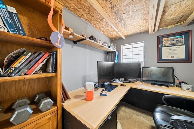 home office featuring built in desk