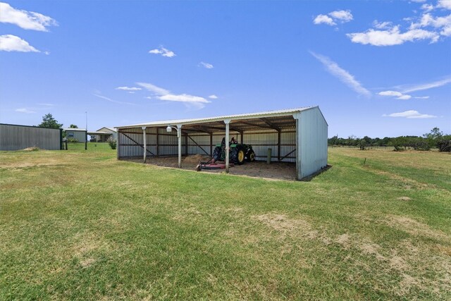 exterior space with an outbuilding