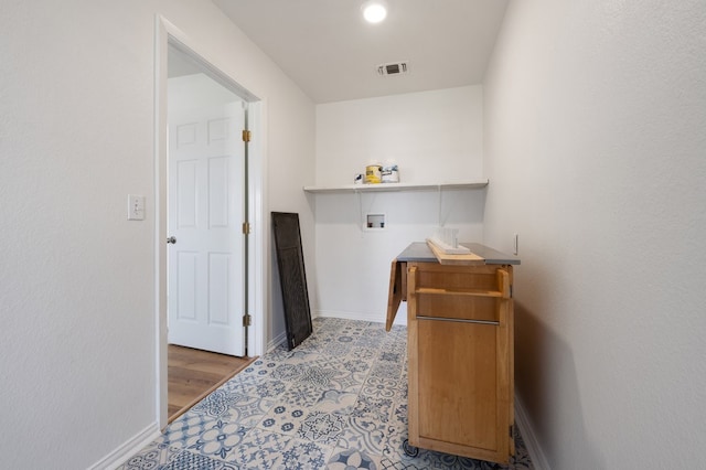 interior space with tile floors