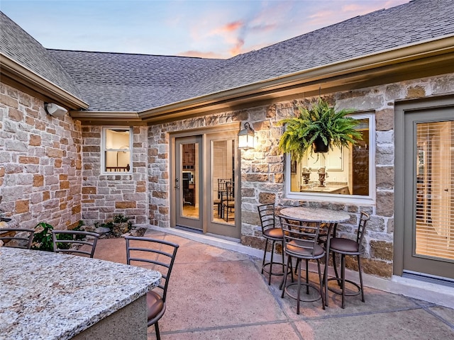 view of patio / terrace with an outdoor bar