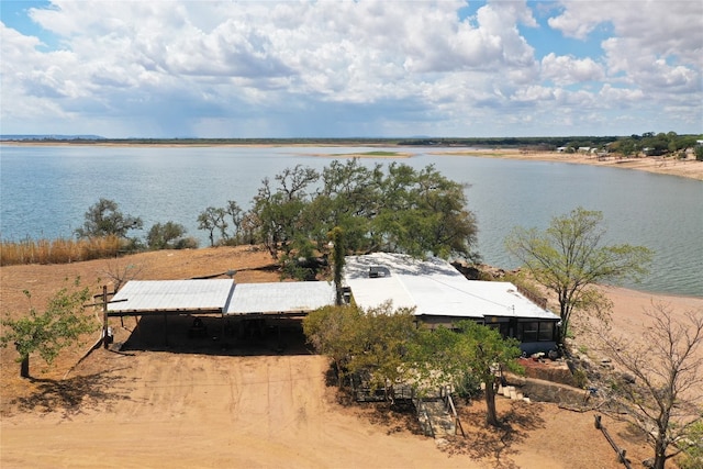 exterior space featuring a water view