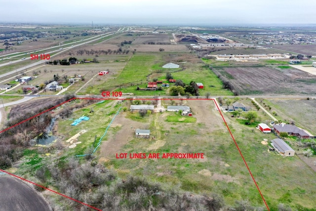 aerial view with a rural view