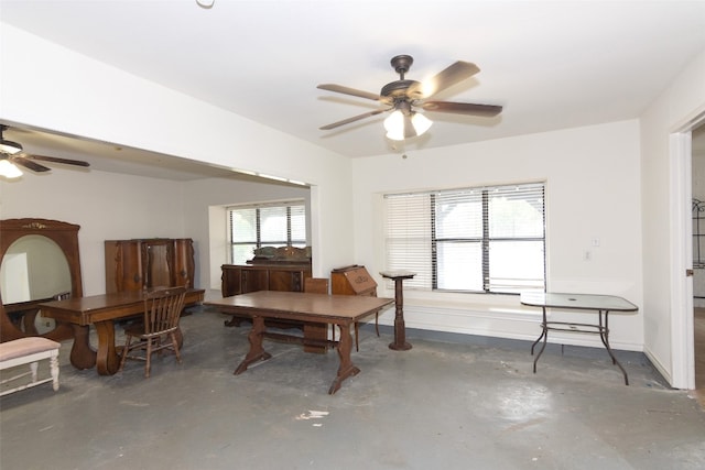 misc room featuring ceiling fan