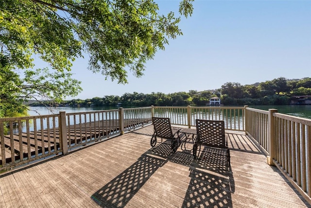 deck with a water view