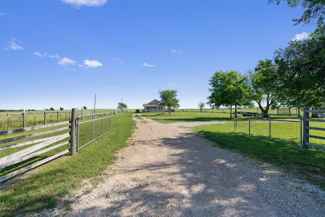 view of street with a rural view