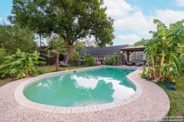 view of pool featuring a gazebo