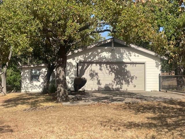 exterior space with a garage