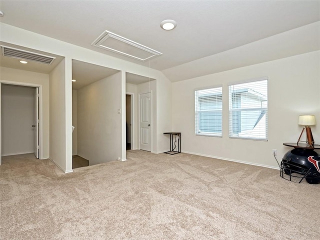 interior space featuring light colored carpet