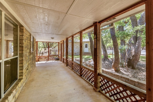 view of unfurnished sunroom