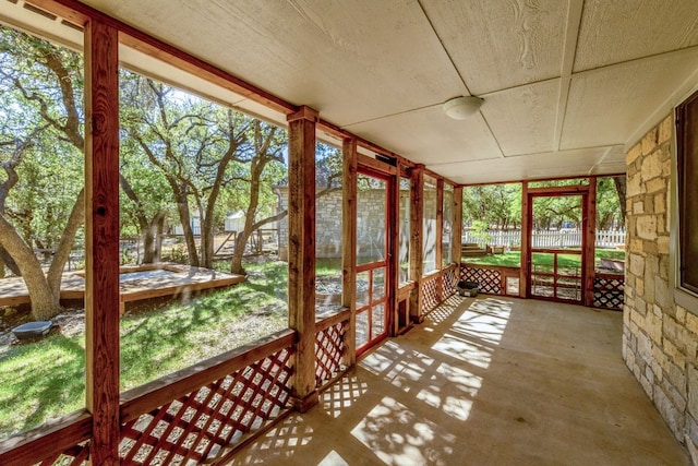 view of unfurnished sunroom