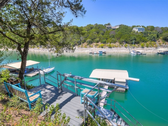 view of dock featuring a water view