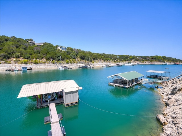 dock area featuring a water view