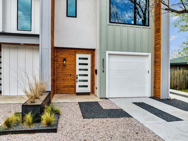 exterior space with a garage