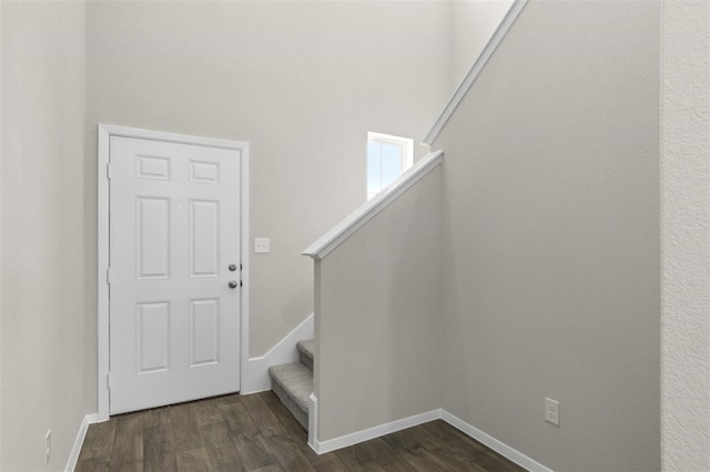 entrance foyer featuring dark hardwood / wood-style floors