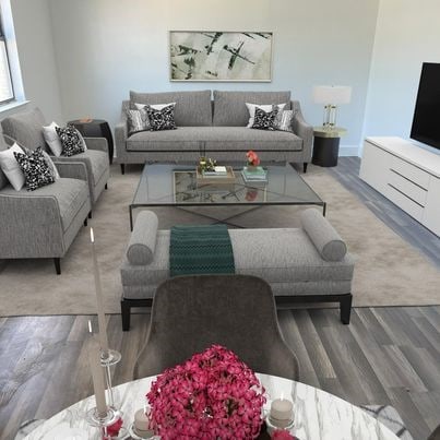 living room featuring light wood-type flooring