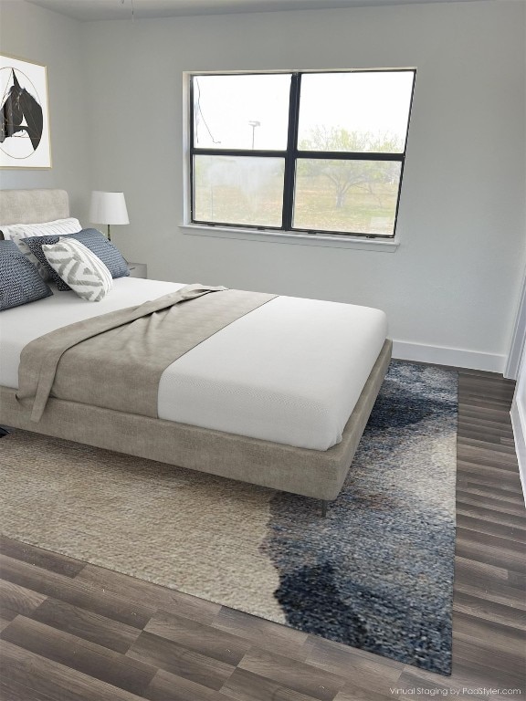 bedroom with wood-type flooring