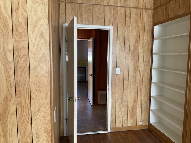 interior space with dark wood-type flooring