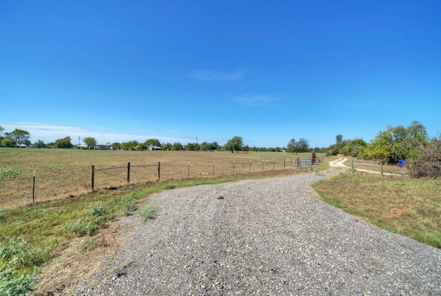 view of road with a rural view