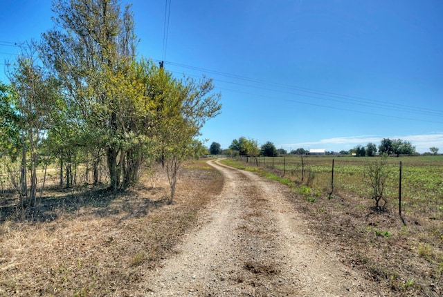 view of road with a rural view