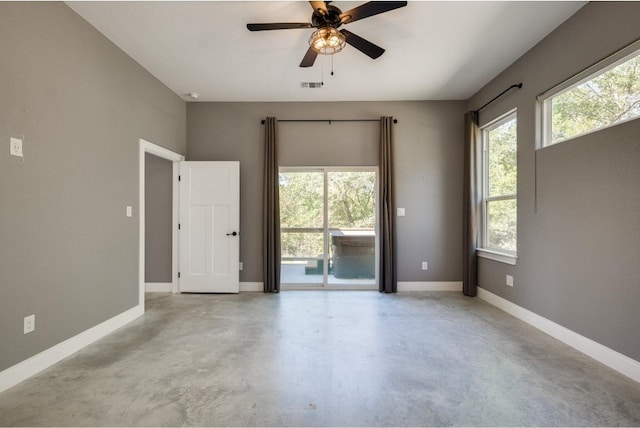 unfurnished room featuring ceiling fan